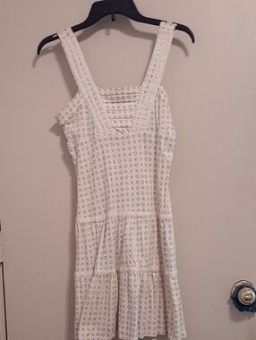 Taylor Swift White Eyelet Tiered Mini Dress
